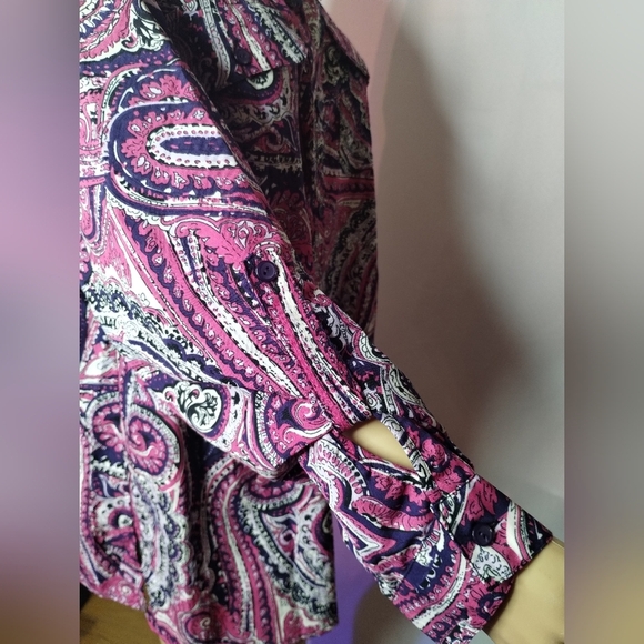 Kim Rogers paisley Women's plus size 2x long sleeve button up blouse shirt top - Picture 5 of 8